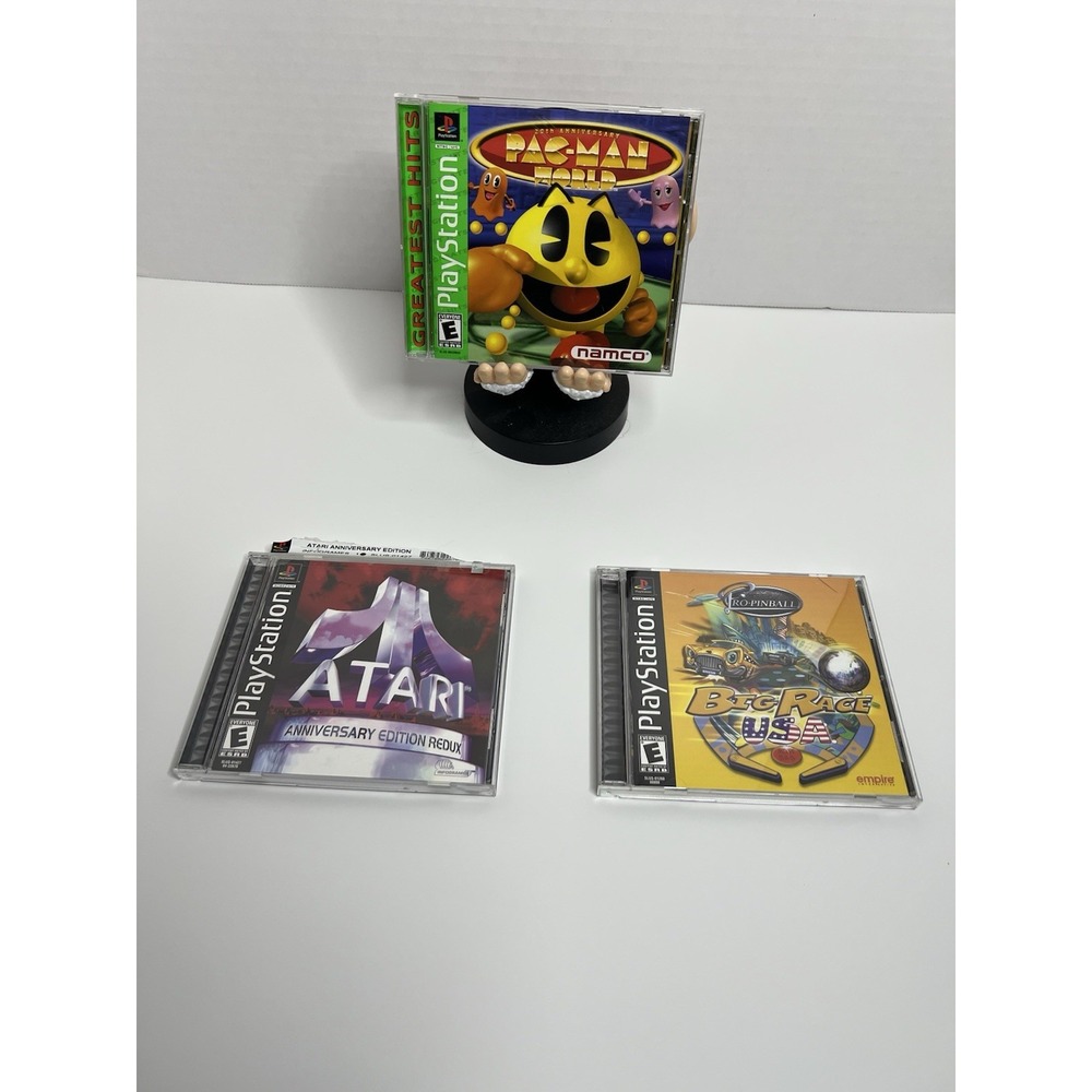 Sony PS1 Game Lot: Pac-Man World, Big Race, Atari Anniversary Edition NTSC-U/C